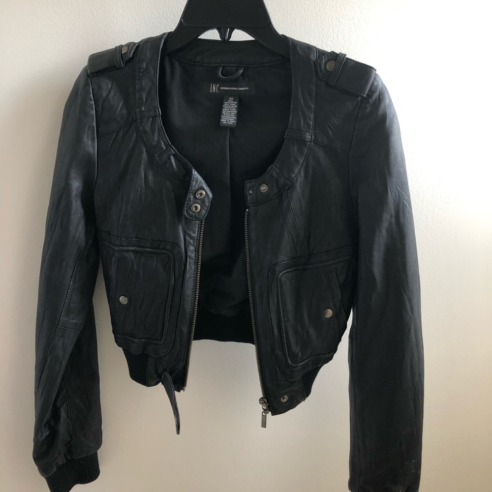INC (Macy’s) Size XS Black leather jacket